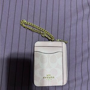 Coach pink signature zip card case